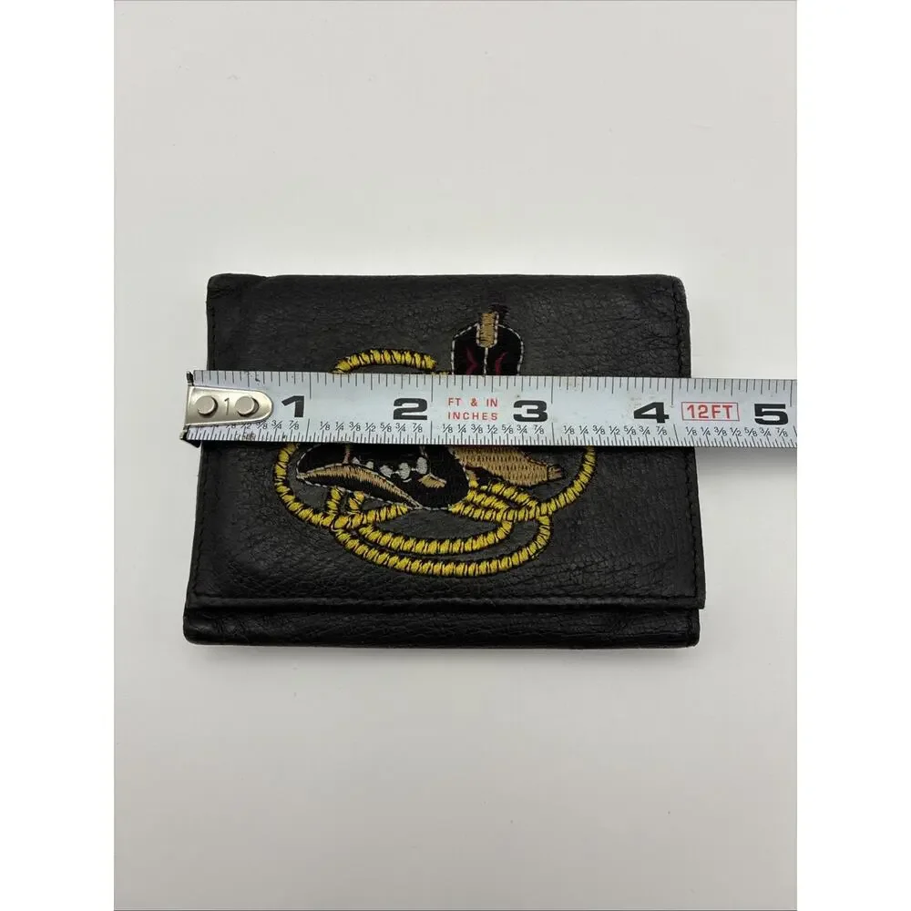 Men’s Black Vintage Embroidered Western Cowboy Pleather Wallet Made In 11/05